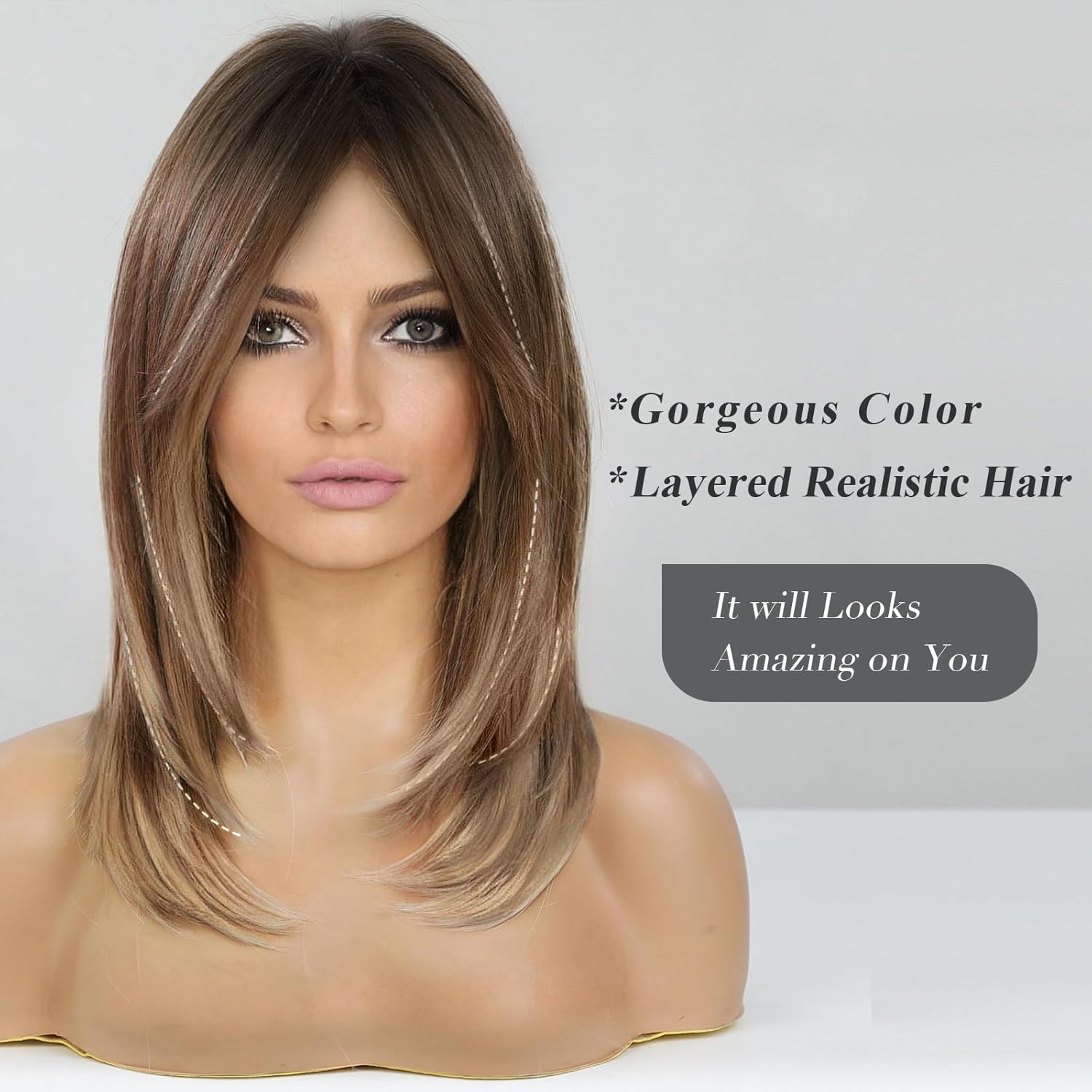 HAIRCUBE Layered Wigs for Women Synthetic Wig