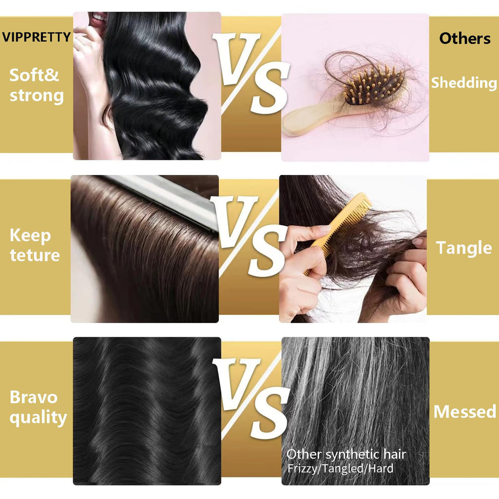 13X6 HD Lace Front Wig,30Inch Glueless Loose Deep Wave Wig Natural Black.Synthetic Lace Front Wigs Pre-Plucked,Vogue Highlight Technology-Premium Fiber &Heat Resistant Human Hair Touch