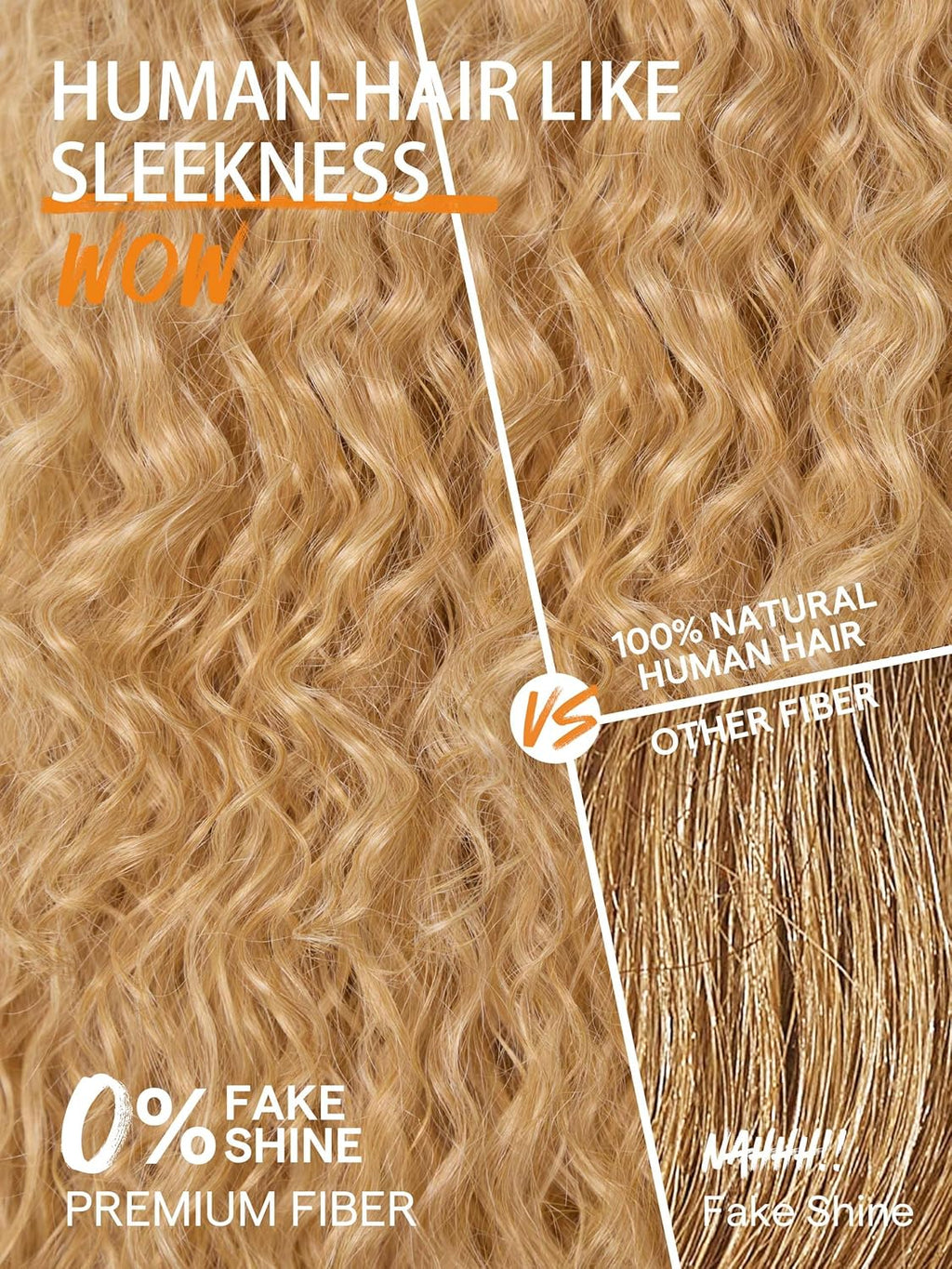 GORGIUS Veralux Blend Human Hair Shaggy Haircuts Golden Blonde Wig with Bangs Curly Wigs with Bangs Crafted with Style-Archive Premium Fiber Realistic Look with True Scalp