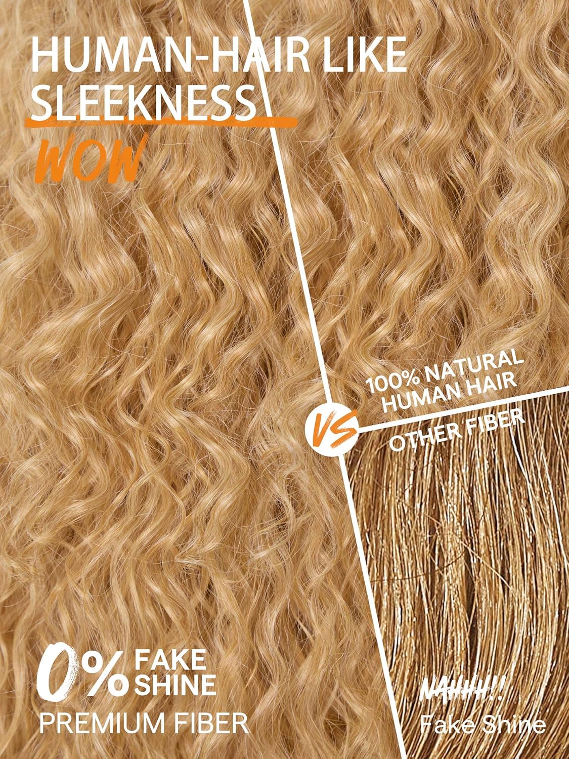 GORGIUS Veralux Blend Human Hair Shaggy Haircuts Golden Blonde Wig with Bangs Curly Wigs with Bangs Crafted with Style-Archive Premium Fiber Realistic Look with True Scalp